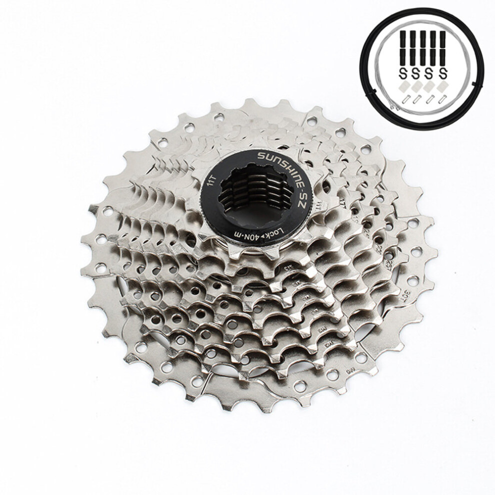 (11-30T 9 Speed Silver) SUNSHINE-SZ MS3 11-30/32/34/36/40/42T 9 Speed Shimano / SRAM MTB Cassette - Silver Black
