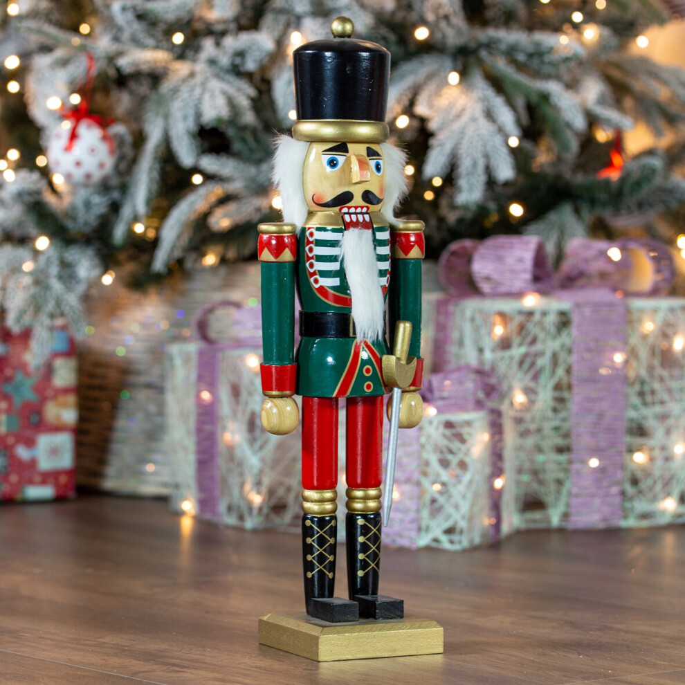 The Christmas Workshop 81560 Wooden Nutcracker Soldier - 50Cm Tall, & Decorative Christmas Figure Red/Green