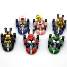 Super Mario Bros Kart Pull Back Car Figures Action Figure Doll Kids Toys 6 PCS