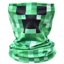 (For Kids) Minecraft Creeper Face Cover Neck Gaiter Scarf Tube Bandana Beanie Cap Headwrap