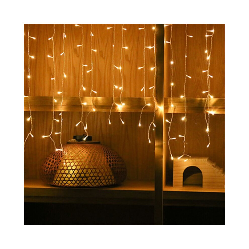 (Warm 13Ft=4M 96Led) 13-130Ft Curtain Icicle Lights Led Fairy Christmas Indoor Outdoor Wedding Party White