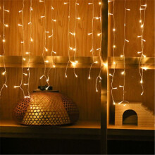 (Warm White, 26FT=2pcs 4M 96LED) 13-130ft Curtain Icicle Lights LED Fairy Christmas Indoor Outdoor Wedding Party