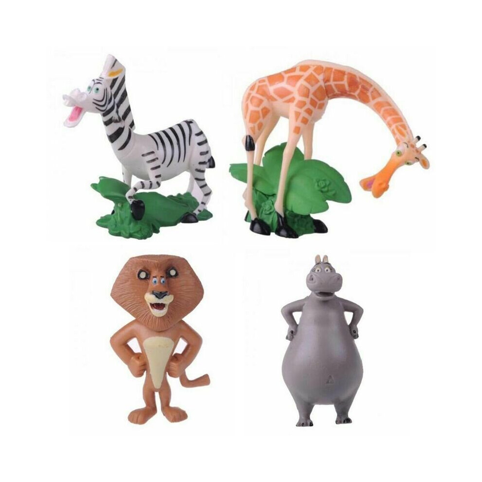 4Pcs Madagascar Movie Action Figures Cake Toppers Animal Penguin Kids Gift Toys
