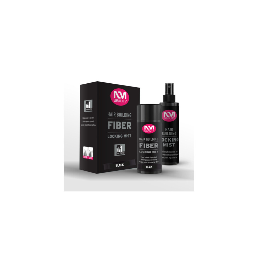 NMB HAIR BUILDING FIBER WITH LOCKING MIST SPRAY BLACK