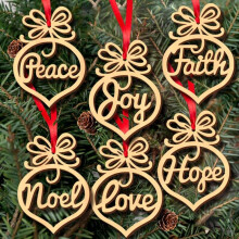 6Pcs Christmas Decorations Wooden Ornament Letter Peace Faith Joy Love Hope Xmas Tree Hanging Tags Pendant Decor