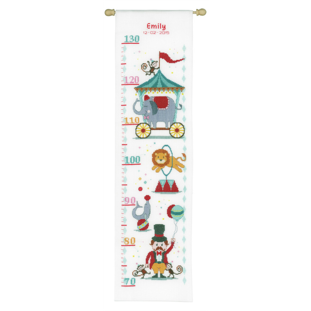 Height Chart Circus Cross Stitch Kit White Vervaco