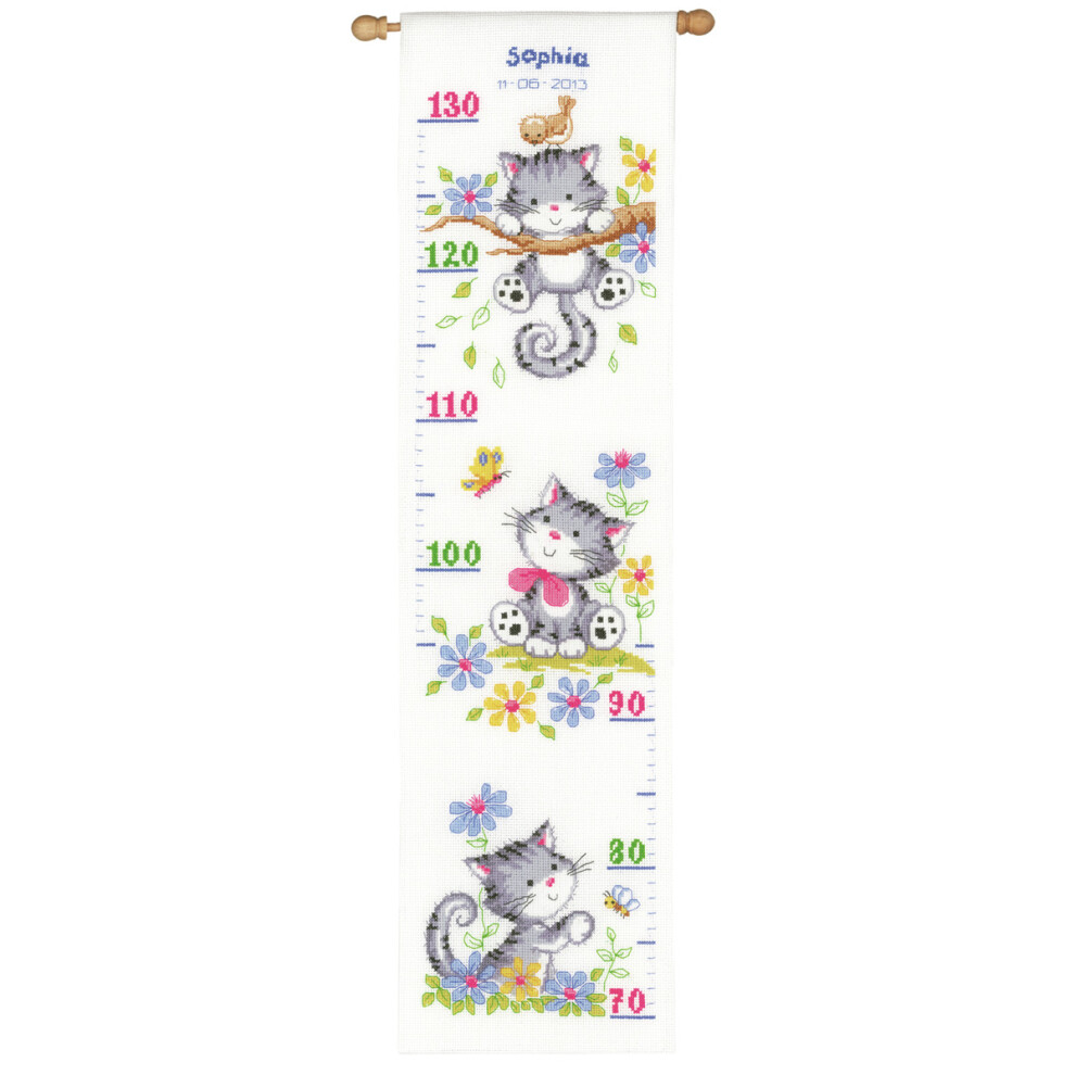 Height Chart Kitten Cross Stitch Kit White Vervaco