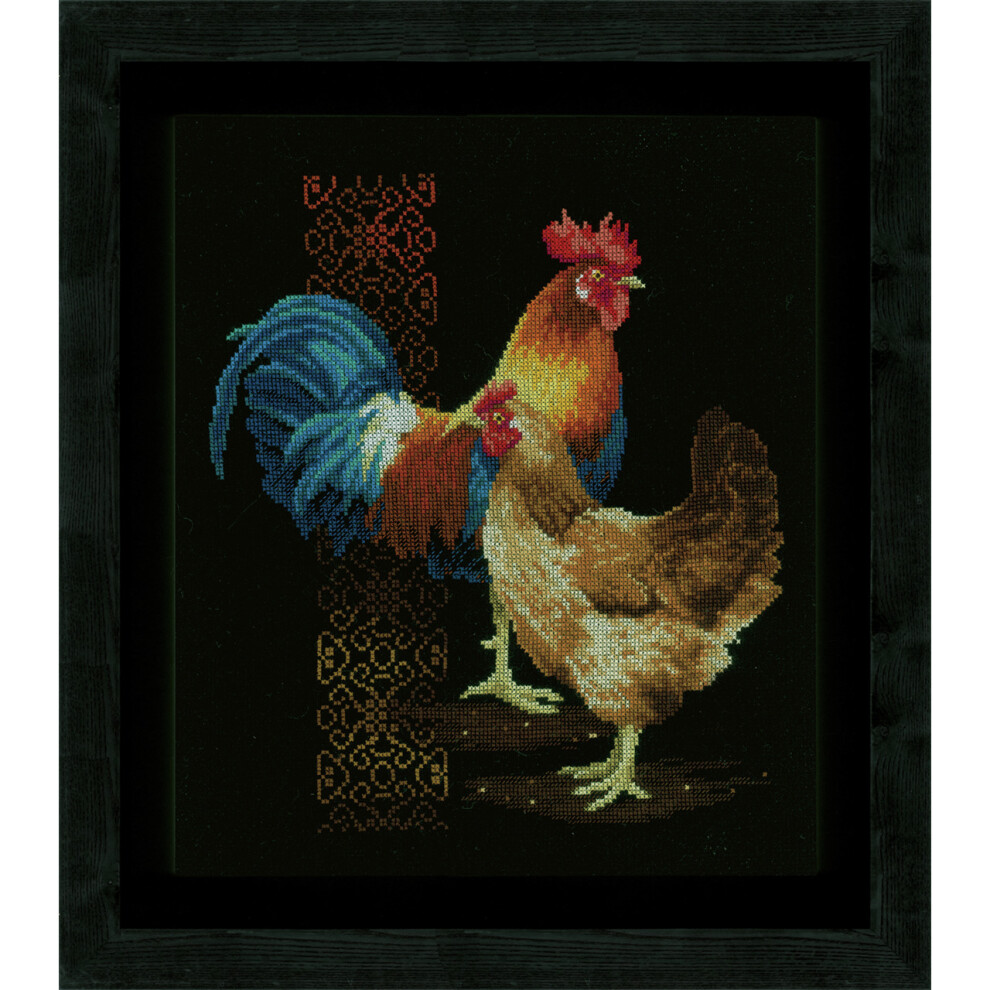 Vervaco Black Chicken & Rooster Cross Stitch Kit