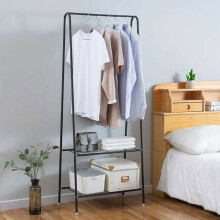 (Black) Large Clothes Rail Rack Garment Dress Hanging Display Stand Shoe Storage Shelf