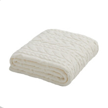White Knitted Throw Blanket, Twist Diamond Check Blankets, Soft and Breathable, Solid Color Travel Blanket for Sofa Bed Chair, Machine Washable