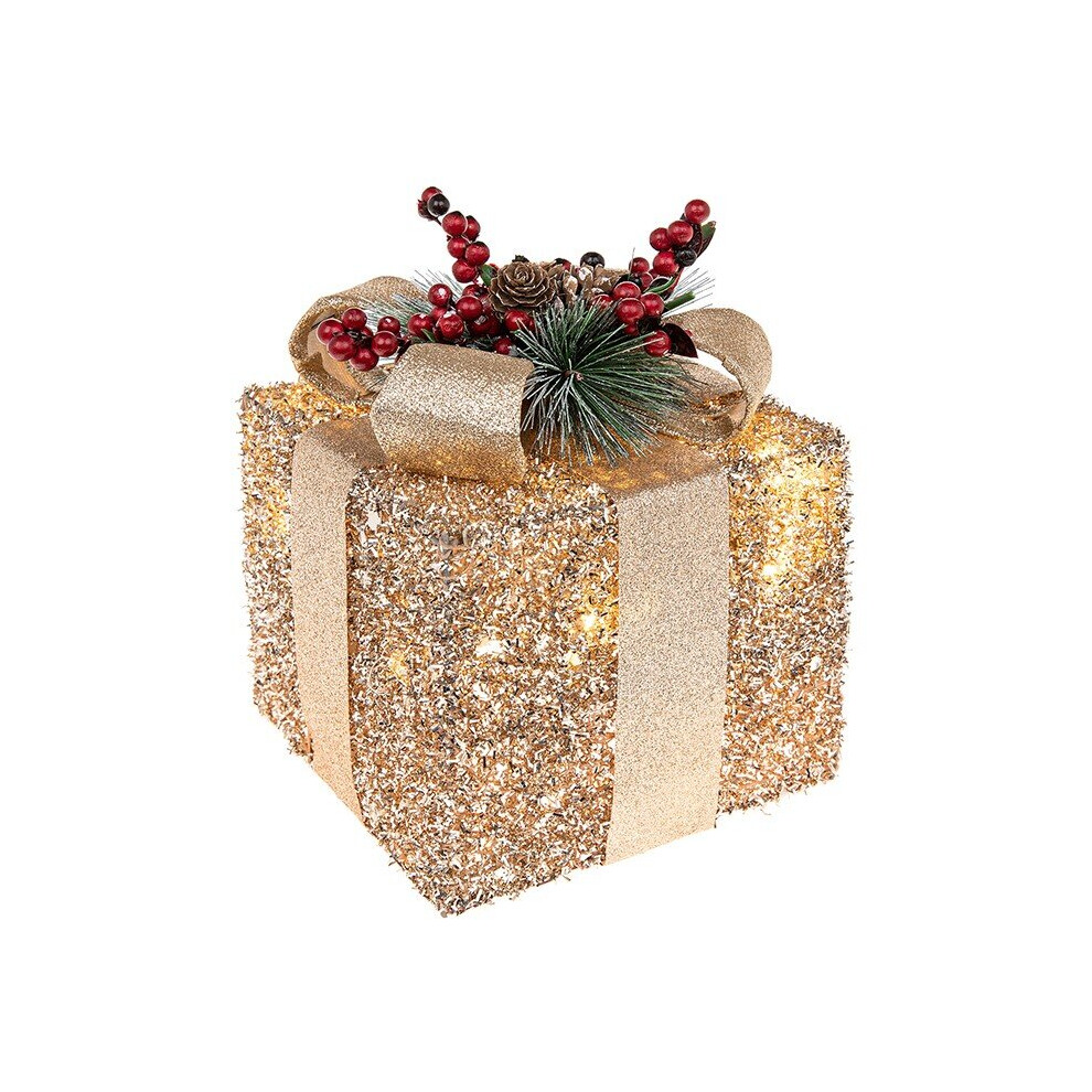 Christmas Decoration - Festive Gift Box with LED Lights