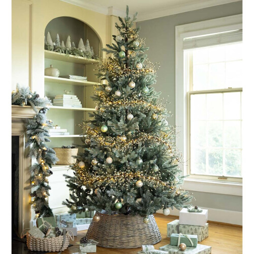 (57 cm) Christmas Tree Skirt Willow Wicker Stand Cover Grey