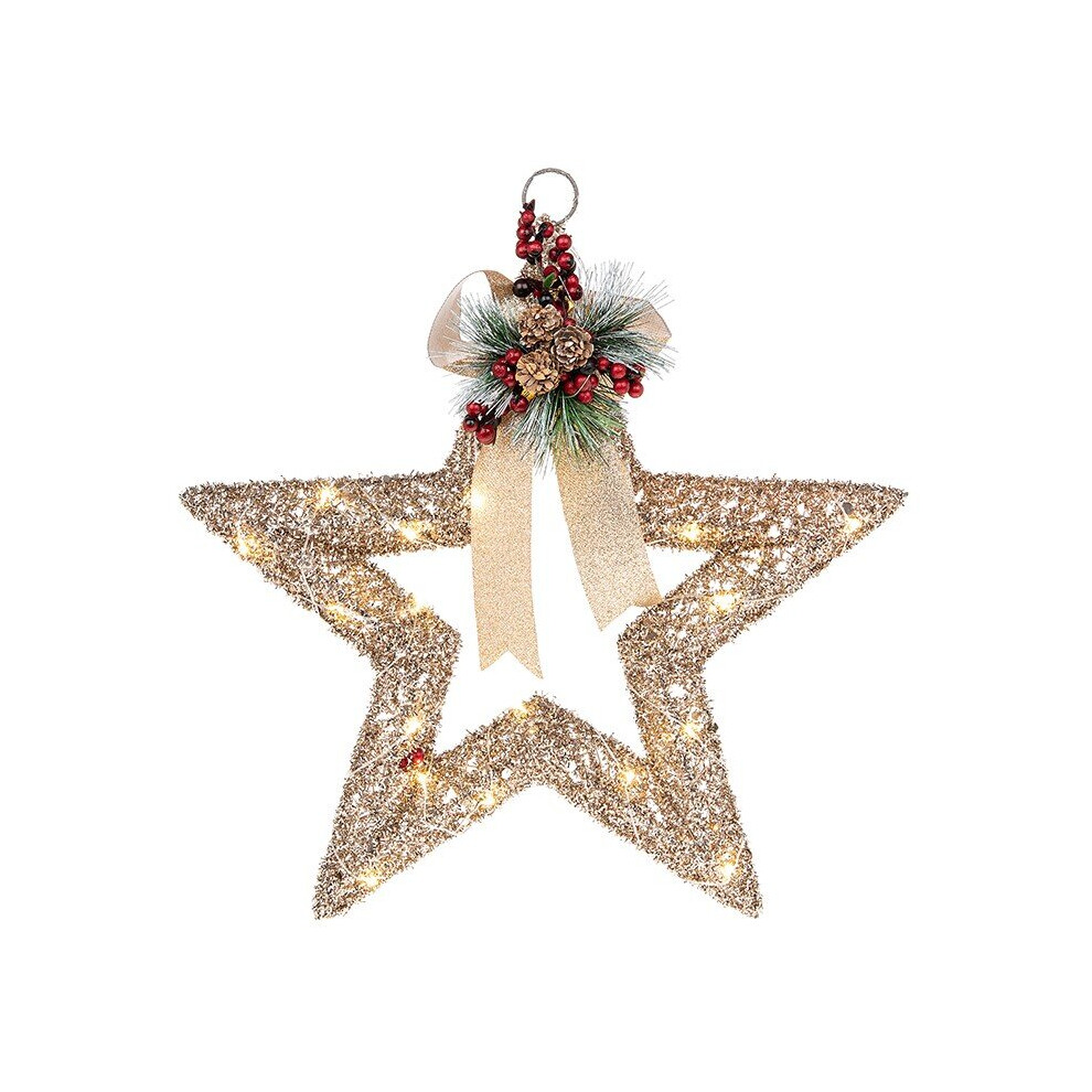 Christmas Decoration - Festive Open Star with LED Lights