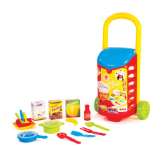 Kids 18 PCS Kitchen Shopping Trolley Cart Role Play Toy Food Utensils