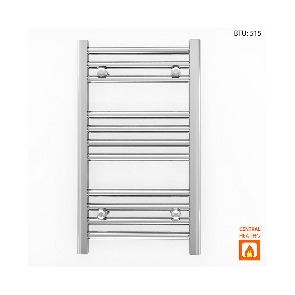 (300 X 600 (Btu:515), Trv Straight Chrome Valves) 300Mm Wide Chrome Towel Rail Radiator With Valves 9028009407676