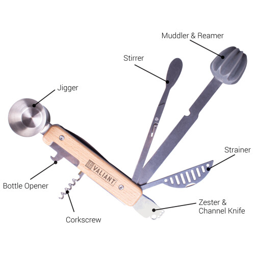 Valiant Cocktail Multi Tool 9 in 1 Mixologist