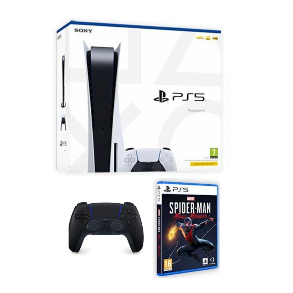 PlayStation 5 Console, DualSense Controller and Spider-Man DVD Bundle