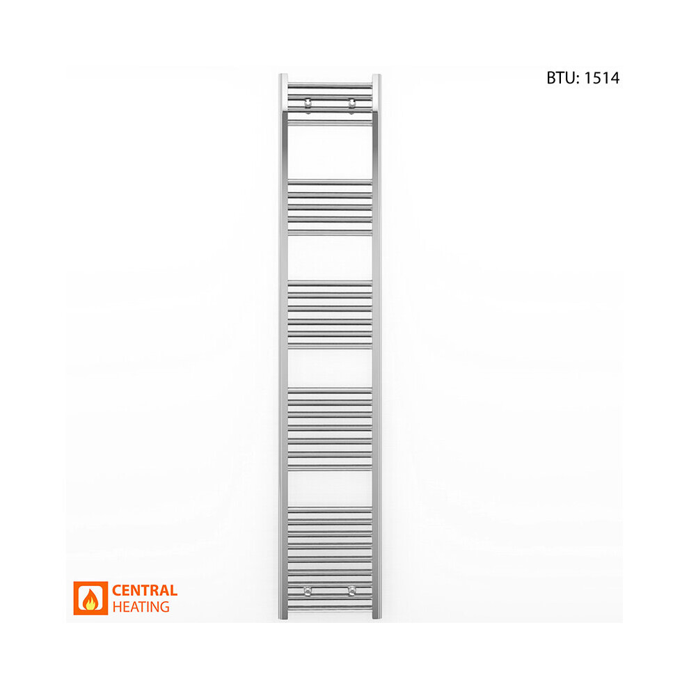 (300 x 1800 (BTU:1514), Angled Chrome Valves) 300mm Wide Chrome Towel Rail Radiator With Valves