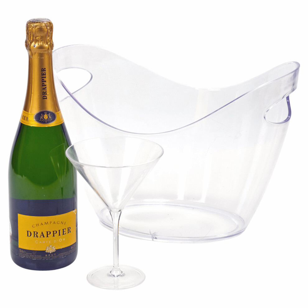 Urbn-Chef Large Oval Plastic Ice Bucket Champagne Beer Wine Ice Cube Bowl Cooler