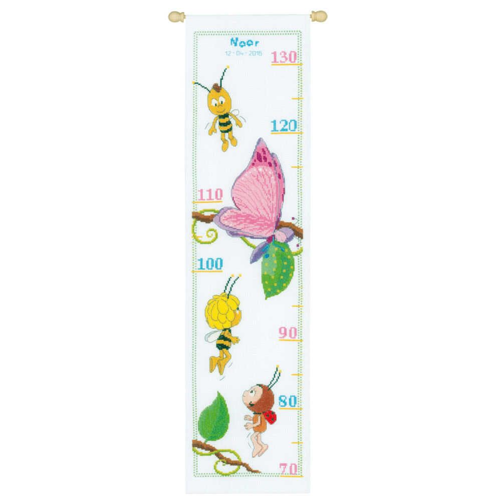 Height Chart Maya, Willy, Lara & Beatrice Cross Stitch Kit Light/Blue Vervaco