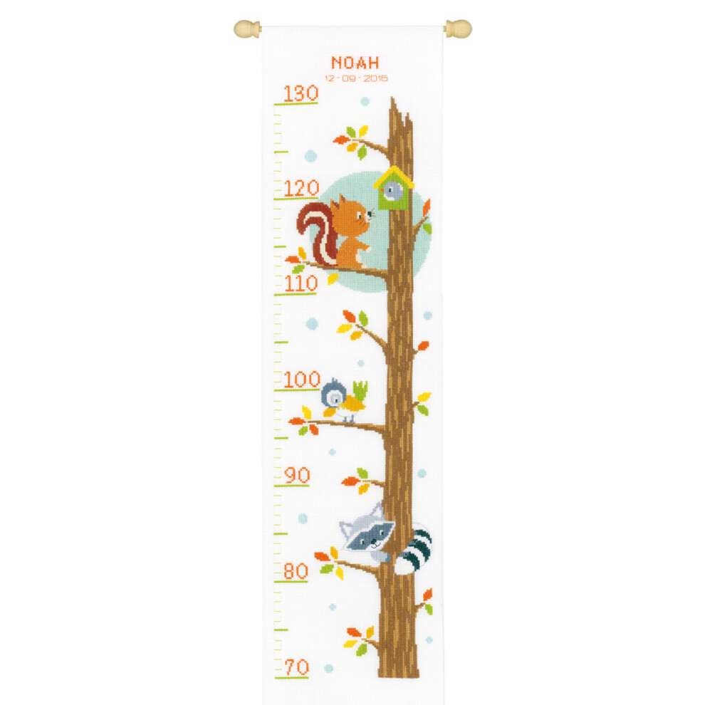 Height Chart Animals In Tree Cross Stitch Kit White Vervaco