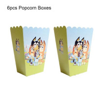 (6pcs-Popcorn Boxes) Bluey Theme Kids Birthday Party Supplies Decor Plate Tablecloth Banner Balloon