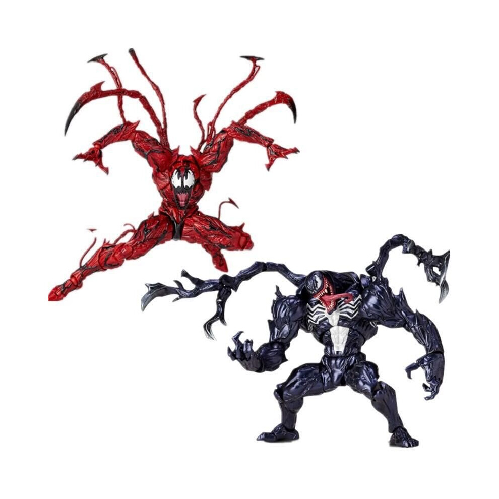 (Venom+Slaughter) Yamaguchi Marvel Carnage Venom Spider-Man Action Figure Model Kids Dolls Red