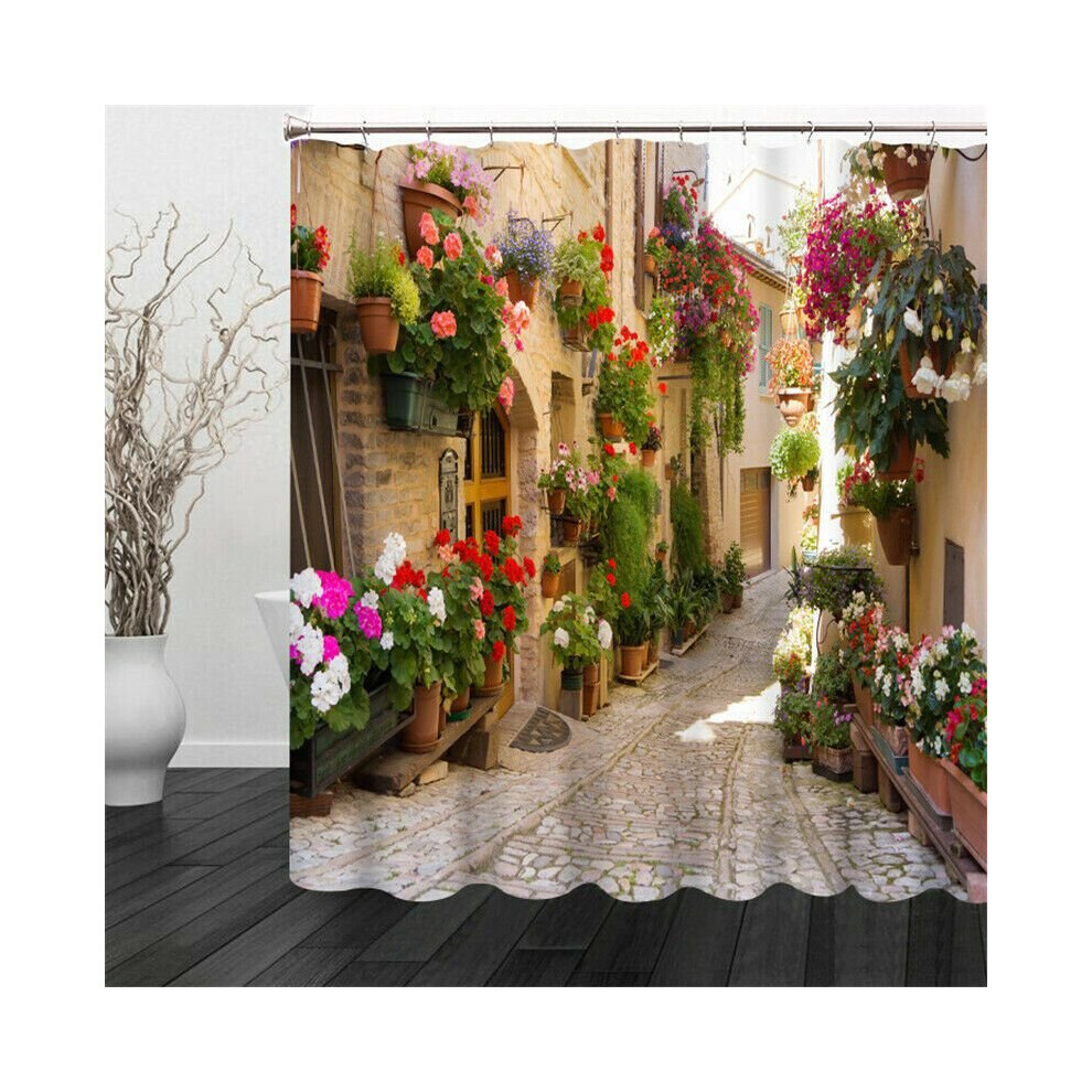 (Garden Lane, 180X200cm) 3D Pattern Shower Curtains Polyester Fabric Water proof Curtain Design Bathroom