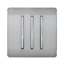 Trendi ART-SS6BS: 3-Gang 2-Way Stainless Steel Glossy Rocker Light Switch, 10A, Tactile, Screwless Faceplate