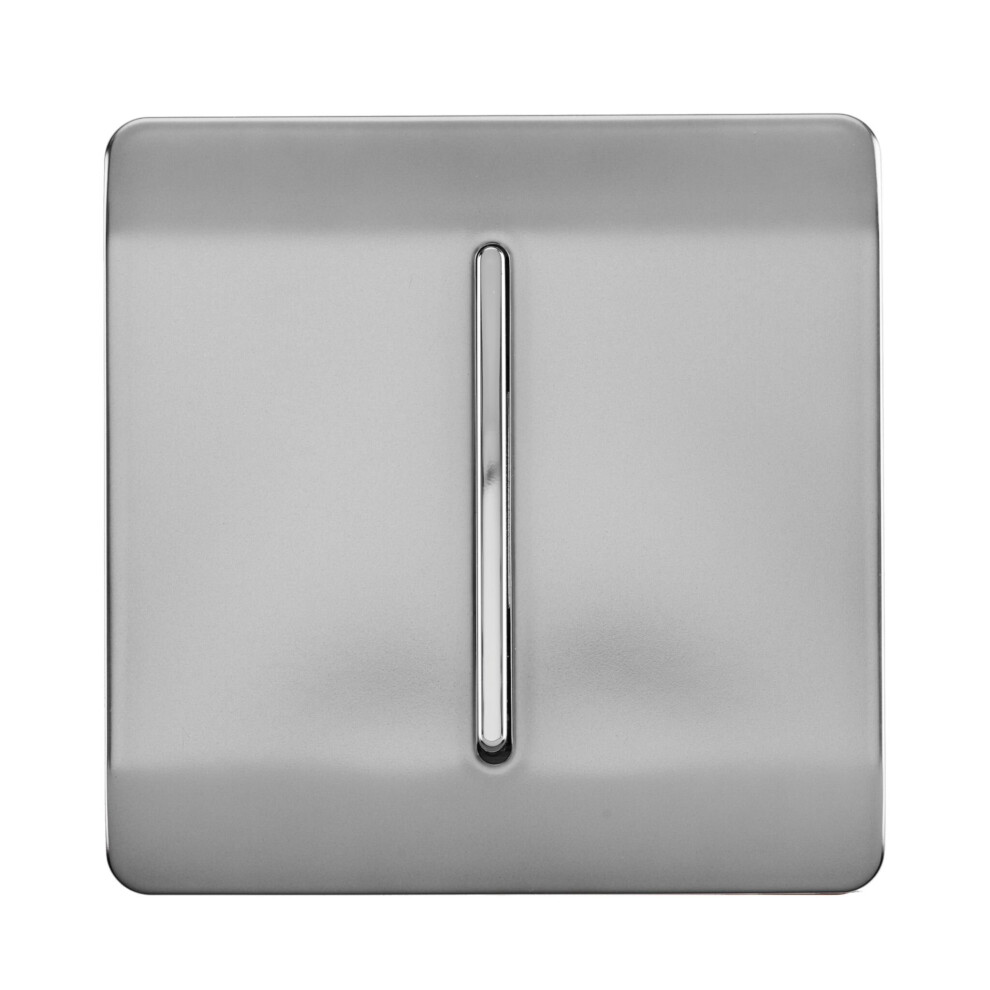 Trendi 1 Gang 2 Way 240V Screwless Raised Front Plate Plastic Artistic Modern Glossy 10 Amp Chrome Rocker Single Electrical Wall Light Switch Brushed Steel- ART-SS2BS - Image 4