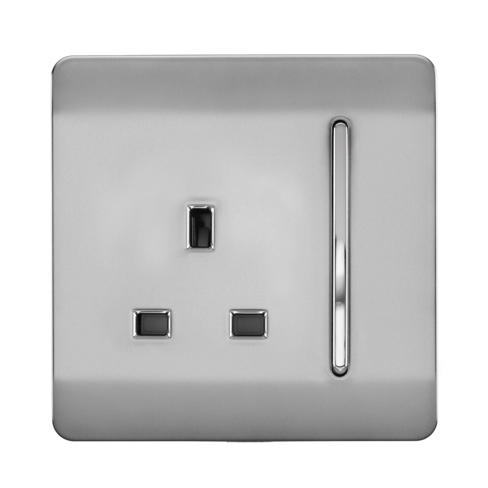 Trendi Switch 1 Gang 13 Amp Switched Plug Socket - Brushed Steel - Image 3