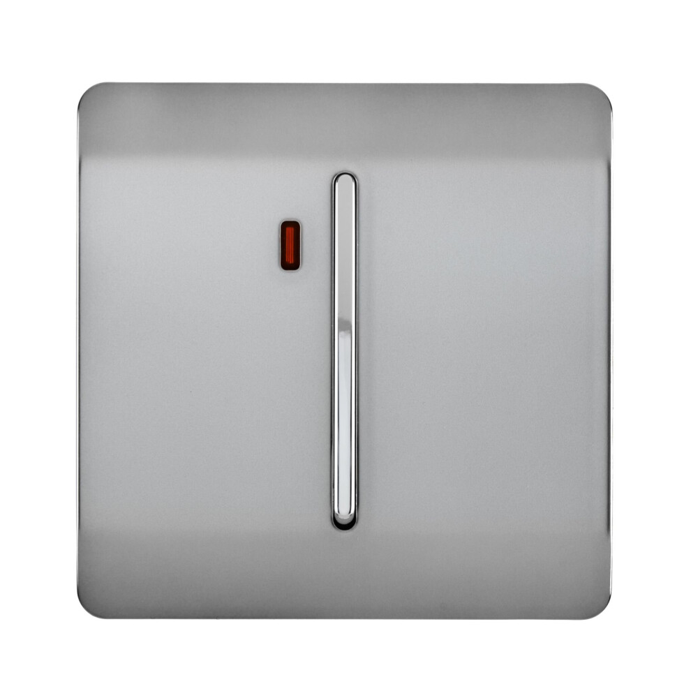 Trendi Modern Glossy 20 A Tactile Light Switch & Neon Insert Brushed Steel - Image 4