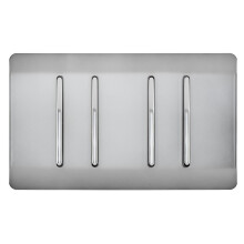 Trendi 4 Gang 3 Way Intermediate Artistic Modern Glossy 10 Amp Rocker Light Switch Stainless Steel