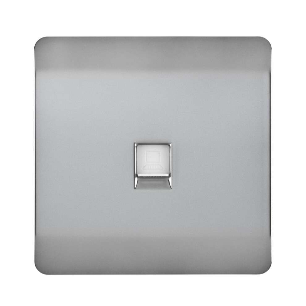 Trendi Artistic Modern Glossy Tactile RJ56 Cat 5e & Cat 6 Ethernet Socket Stainless Steel