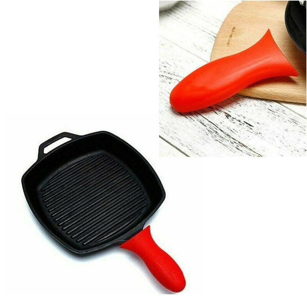 (Red) Silicone Handle Grip for Cast Iron Skillets