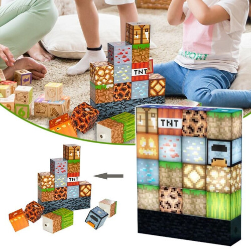 Minecraft Stitching Night Light Lamp USB Power Decor Building Block DIY Stacking 1