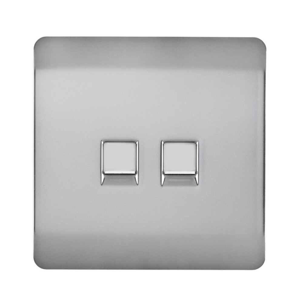 Trendi Artistic Modern Glossy Tactile 2 Gang Telephone Socket Stainless Steel