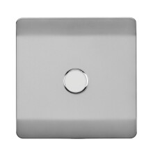 Trendi Artistic Modern Glossy Tactile 1 Gang 2 Way 120w LED Dimmer switch Stainless Steel
