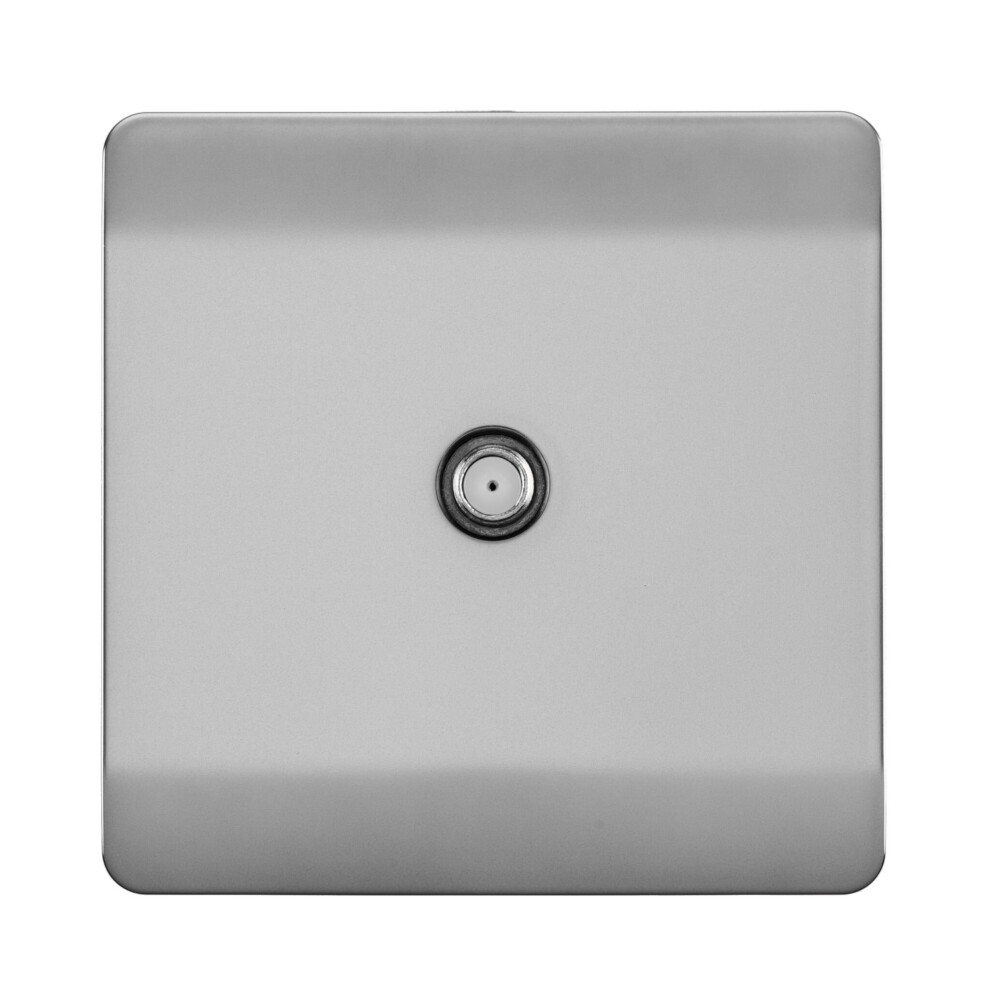 Trendi 1 Gang Artistic Modern Glossy Screwless Television Satellite Socket in Stainless Steel