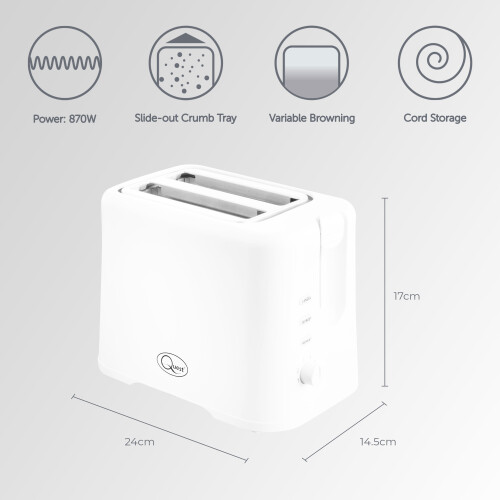 Quest Quest 34279 2 Slice Toaster with Variable Browning Control / White 2