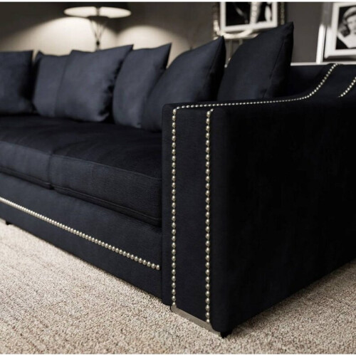 Furniture 786 (Left Hand, Charcoal) Luxury Cruise Corner Sofa- Studded Arms 2