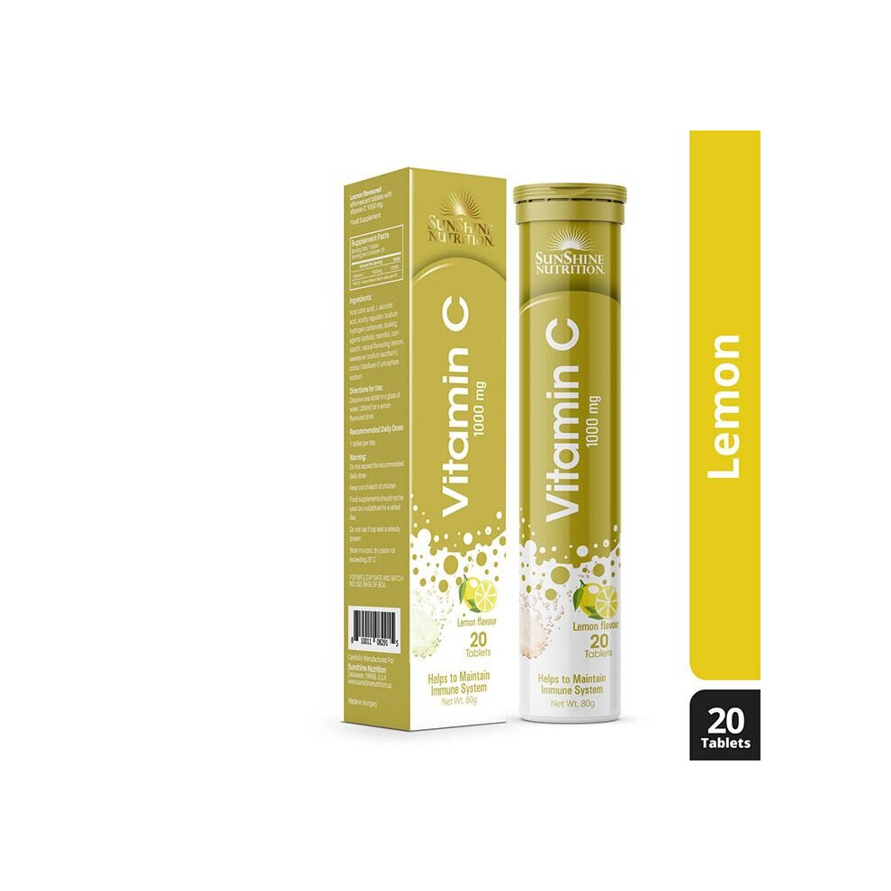 Sunshine Nutrition Vitamin C 1000 Mg Effervescent Tablets Lemon 20'S