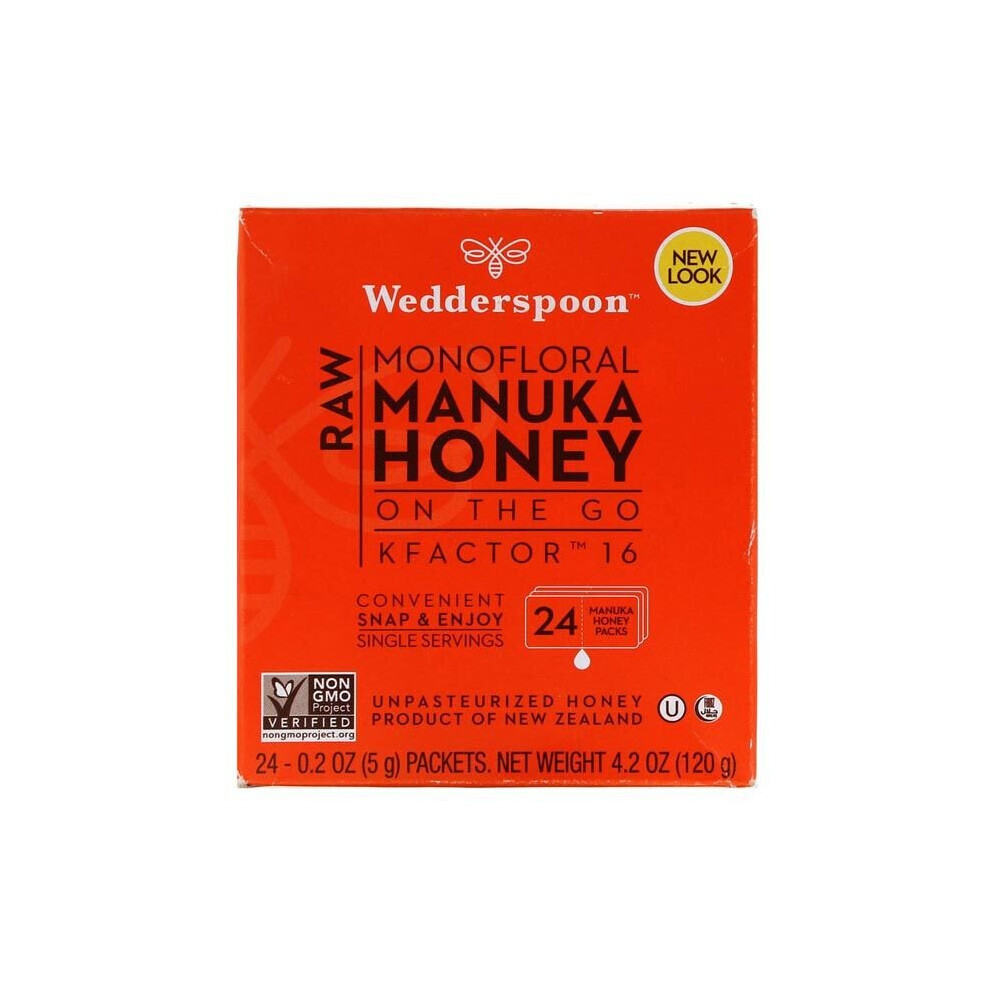 Wedderspoon Raw Monofloral Manuka Honey On The Go Kfactor 16 24'S