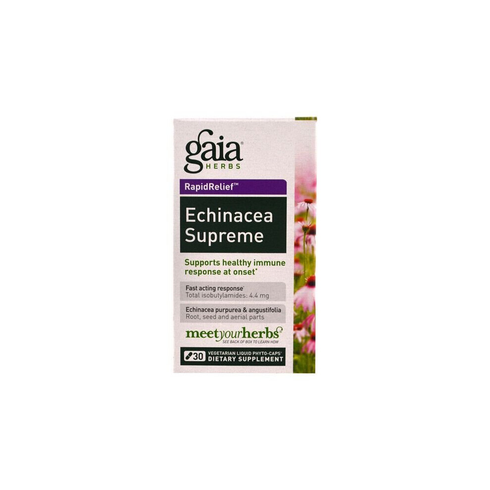 Gaia Herbs Echinacea Supreme 30 Capsules Immune Support Supplement For Seasonal Wellness & Natural Defense