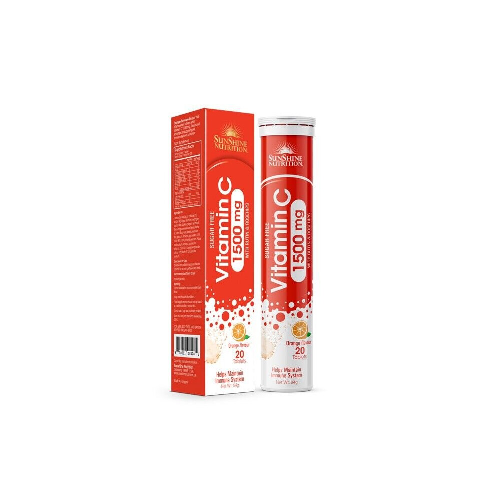 Sunshine Nutrition Vitamin C 1500Mg With Rutin & Rosehips Effervescent Tablets 20'S