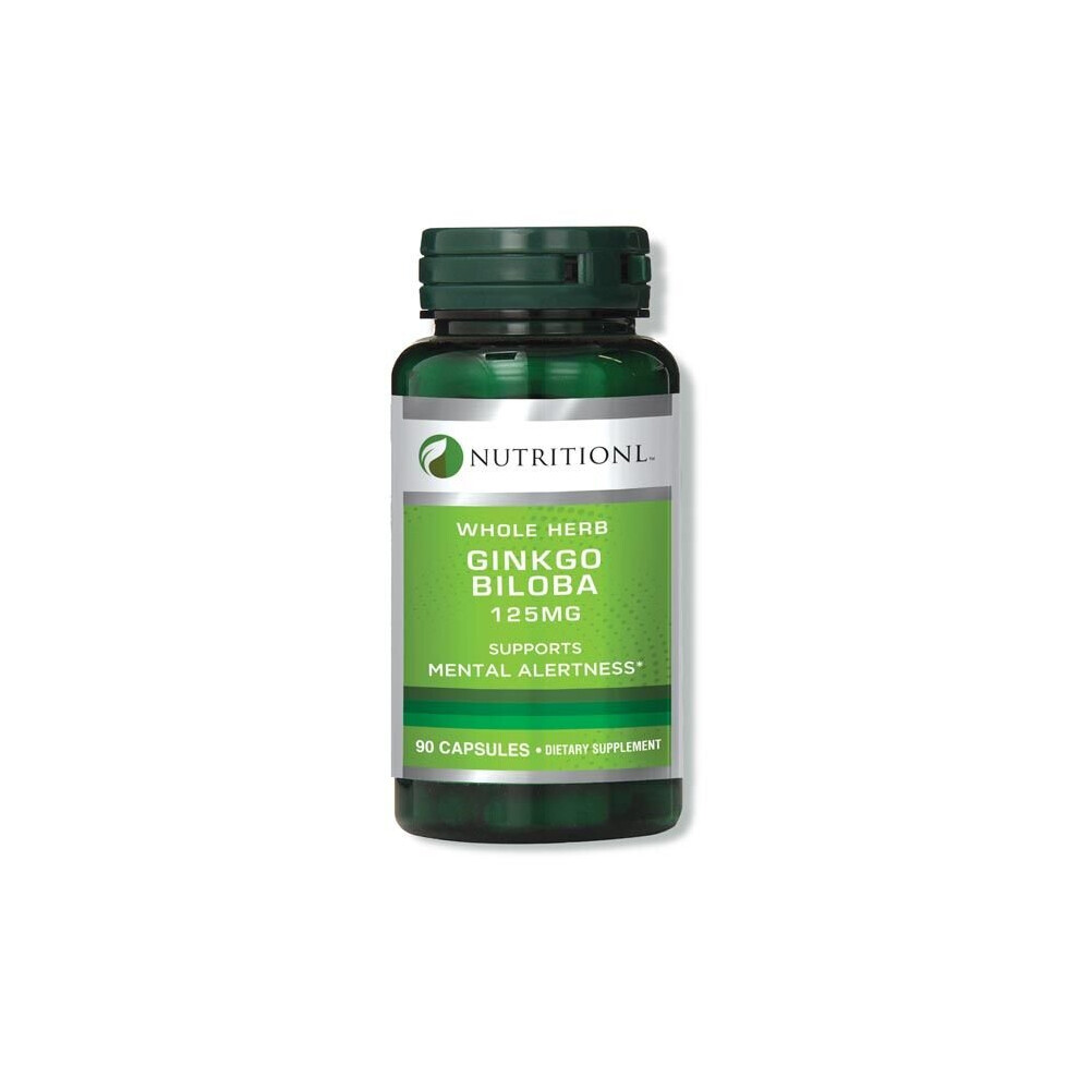 Nutritionl Ginkgo Biloba 125Mg 90 Capsules Herbal Brain Supplement To Support Cognitive Function Memory Mental Clarity And Circulation