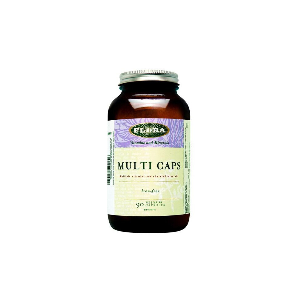 Flora Multicaps Iron Free 90 Capsules Multivitamin Supplement For Energy, Immunity & Overall Health