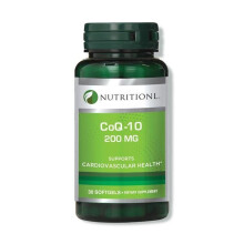 Nutritionl CoQ10 200 mg 30 Softgels Heart Health Supplement for Energy, Cardiovascular Support & Antioxidant Protection