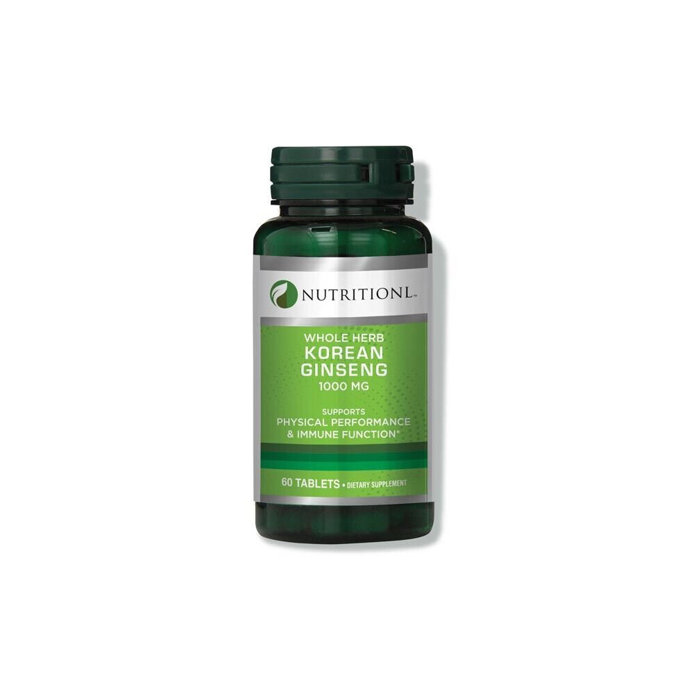 Nutritionl Korean Ginseng 1000 Mg Tablets 60 Count Herbal Supplement For Energy Vitality Immune Support Stress Relief And Overall Wellness