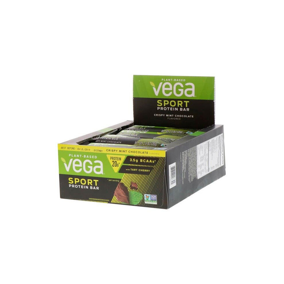 Vega Sport Protein Bar Crispy Mint Chocolate 70g -Box Of 12 Bars